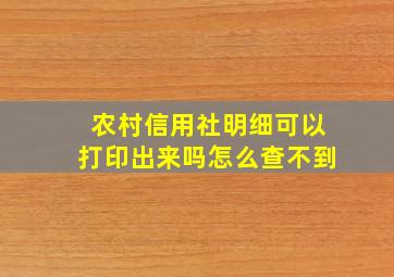 农村信用社明细可以打印出来吗怎么查不到