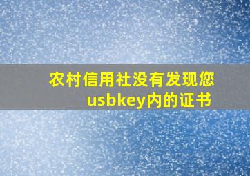 农村信用社没有发现您usbkey内的证书