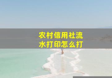 农村信用社流水打印怎么打