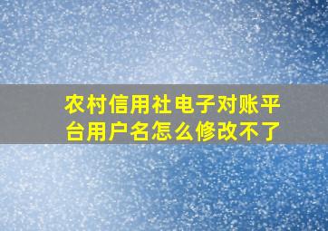 农村信用社电子对账平台用户名怎么修改不了