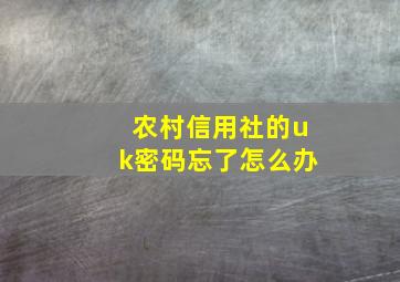 农村信用社的uk密码忘了怎么办