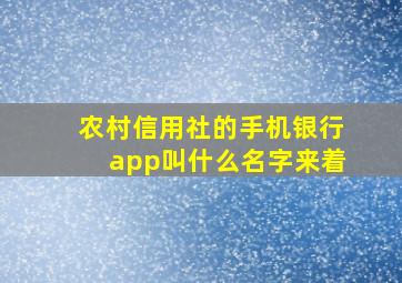 农村信用社的手机银行app叫什么名字来着