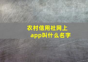 农村信用社网上app叫什么名字