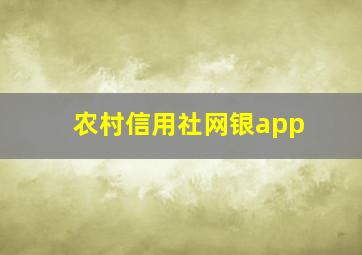 农村信用社网银app