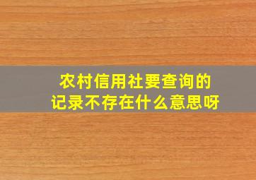 农村信用社要查询的记录不存在什么意思呀