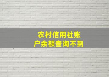 农村信用社账户余额查询不到