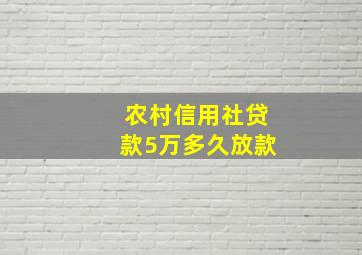 农村信用社贷款5万多久放款