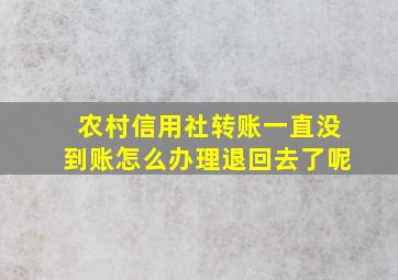 农村信用社转账一直没到账怎么办理退回去了呢