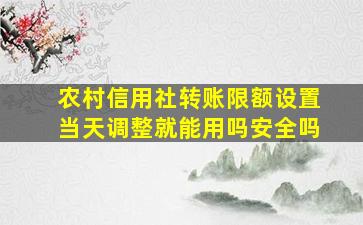 农村信用社转账限额设置当天调整就能用吗安全吗