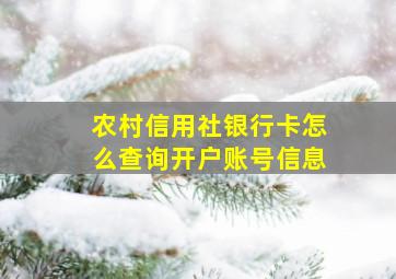 农村信用社银行卡怎么查询开户账号信息