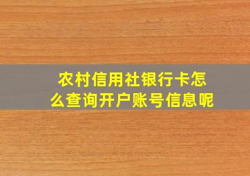 农村信用社银行卡怎么查询开户账号信息呢