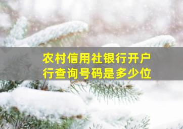 农村信用社银行开户行查询号码是多少位