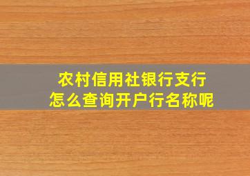 农村信用社银行支行怎么查询开户行名称呢