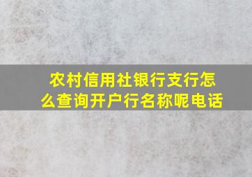 农村信用社银行支行怎么查询开户行名称呢电话