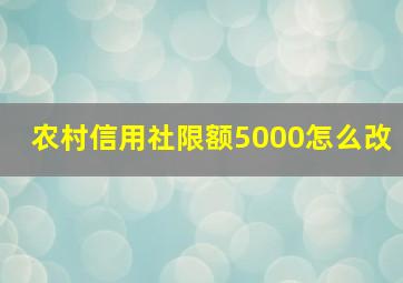 农村信用社限额5000怎么改