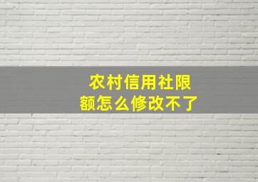 农村信用社限额怎么修改不了