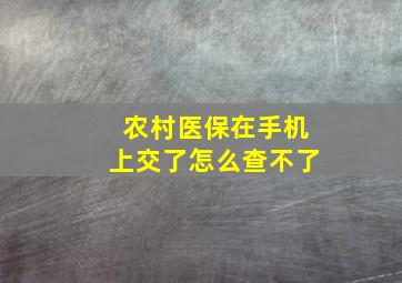 农村医保在手机上交了怎么查不了