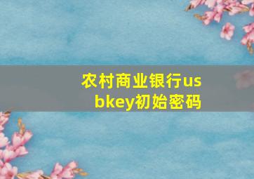 农村商业银行usbkey初始密码