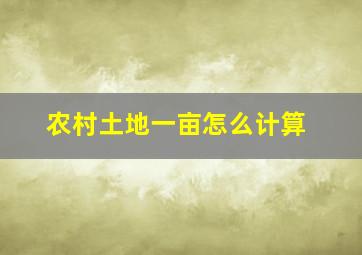 农村土地一亩怎么计算