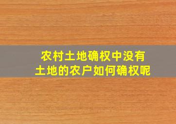 农村土地确权中没有土地的农户如何确权呢