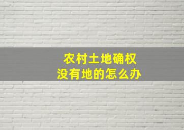 农村土地确权没有地的怎么办