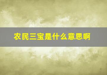 农民三宝是什么意思啊