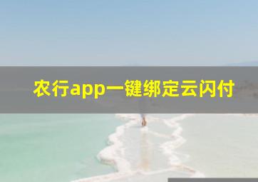 农行app一键绑定云闪付