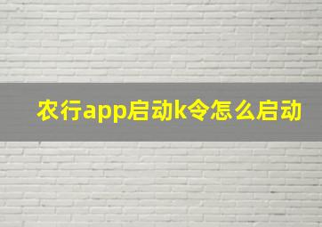 农行app启动k令怎么启动