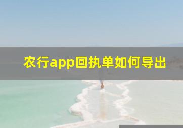 农行app回执单如何导出