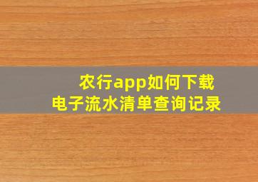 农行app如何下载电子流水清单查询记录