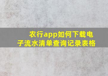 农行app如何下载电子流水清单查询记录表格