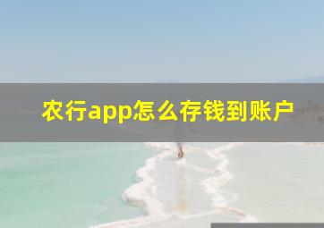 农行app怎么存钱到账户