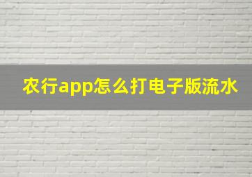 农行app怎么打电子版流水