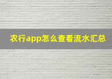 农行app怎么查看流水汇总