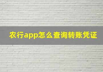 农行app怎么查询转账凭证