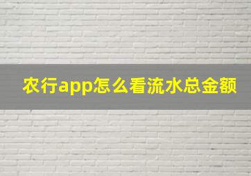 农行app怎么看流水总金额