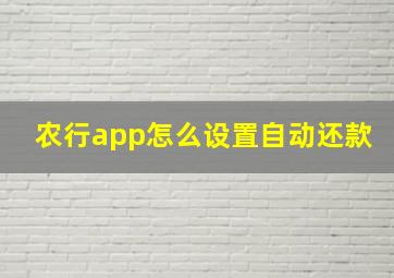 农行app怎么设置自动还款