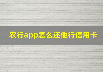 农行app怎么还他行信用卡