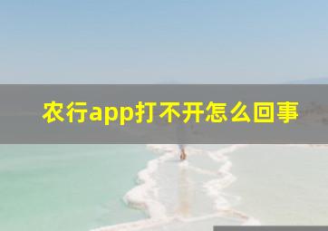 农行app打不开怎么回事