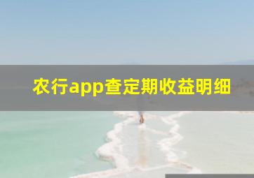 农行app查定期收益明细