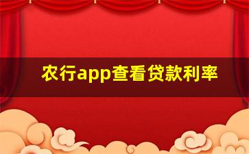 农行app查看贷款利率