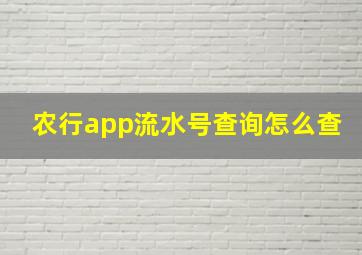 农行app流水号查询怎么查