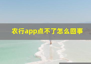 农行app点不了怎么回事