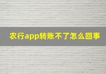 农行app转账不了怎么回事