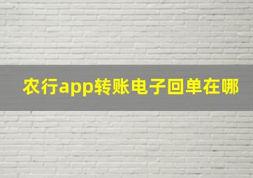 农行app转账电子回单在哪