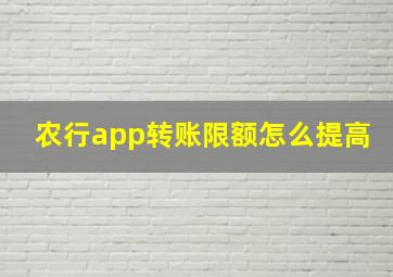 农行app转账限额怎么提高