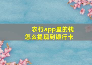 农行app里的钱怎么提现到银行卡