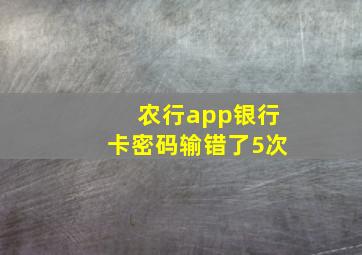 农行app银行卡密码输错了5次