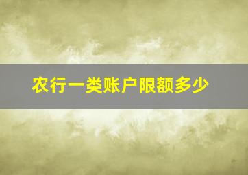 农行一类账户限额多少