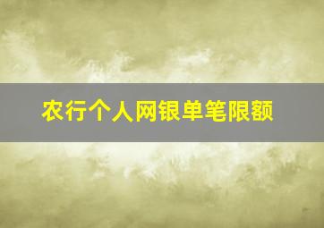 农行个人网银单笔限额